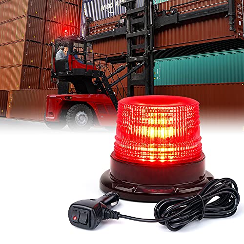 Xprite Red Led Rooftop Beacon Strobe Light W/Magnetic Base Warning Safety Flashing Police Lights For Emergency Vehicle Forklift Trucks Tractors Golf Carts Utv Atv Bus Boat Firefighter Volunteer #TOP12
