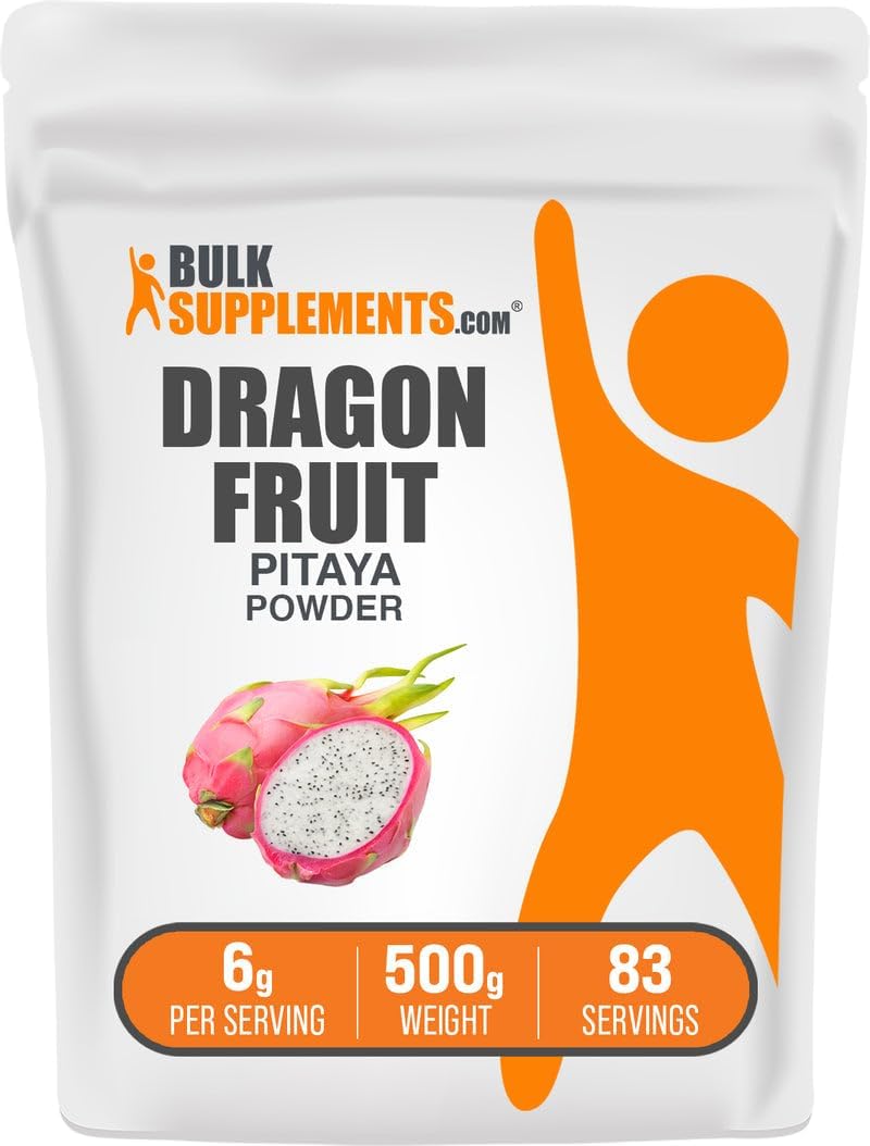 BulkSupplements.com Dragon Fruit Powder - Dragon Fruit Supplement, Pink Pitaya Powder - Gluten Free, 6g per Serving, 500g (1.1 lbs) (Pack of 1)
