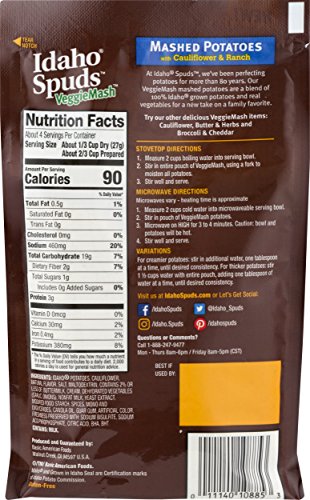 Idaho Spuds Veggie Mash, Cauliflower & Ranch Mashed Potatoes, 10 Count