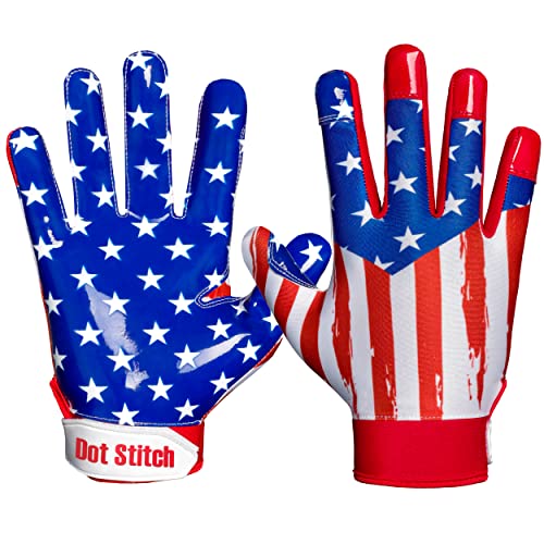 Dot Stitch American Flag Football Gloves Men...