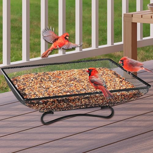 Comedero de suelo de malla de acero inoxidable para alimentar aves silvestres y cuervos 8