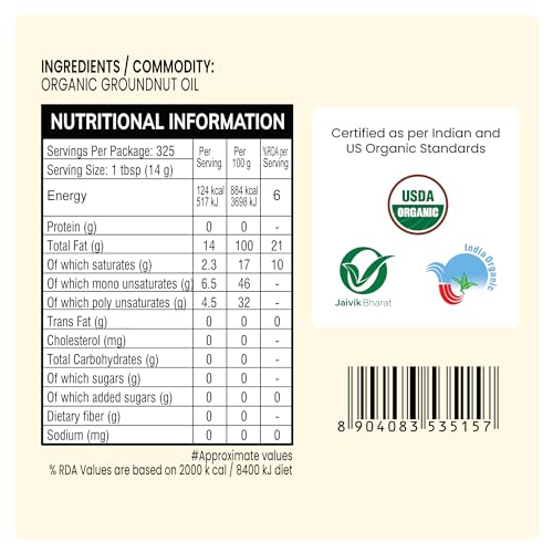Image of 24 Mantra Cold Pressed Groundnut Oil, 5 Litres - 100% Organic, Pure & Chemical-Free | Kacchi Ghani - Chekku Sing Tel | Healthy Cooking Oil | 100% Unrefined Oil | Optimal Nutrient Retention (Pack of 2)