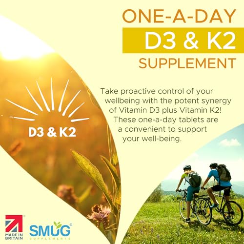 Vitamin D3 4000iu & Vitamin K2 100ug MK-7-365 Britsh Made Tablets - Supports Immune System - Promotes Healthy Bones - Vegetarian- for Men and Women