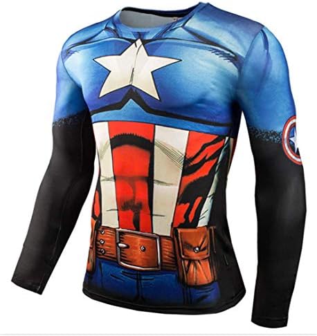 HIMIC E77C Hot Movie Super Hero Quick-Drying ElasticT-Shirt Costume (X-Small,Captain 2)