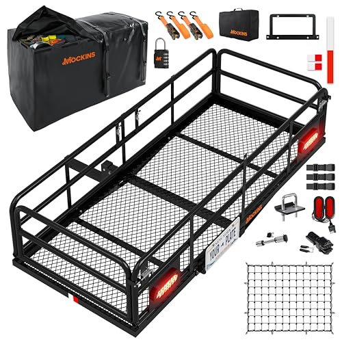 Mockins XL 66'x30'x14' High Rail Folding Hitch Cargo Carrier w/ 45 CuFt Trailer Hitch Cargo Carrier...
