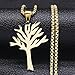 DCNREJGZ Gold Tree Pendant Necklace, Stainless Steel Chain, Punk Rock Style