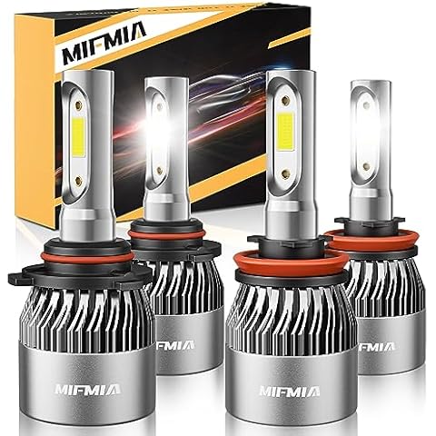 MIFMIA 9005 H11 LED Bulb, 34000LM 800% Brighter, HB3 H8 H9 Bulb 6500K Cool White Plug and Play IP68 Waterproof Interior Lights, Pack of 4 Cover