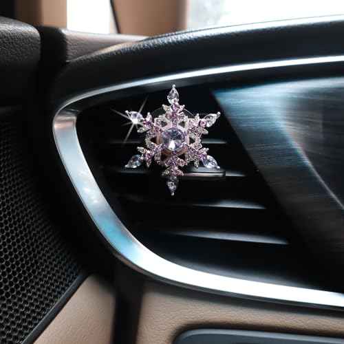 Image of ORIESSE Purple Car Accessories,2pcs Rotatable Snowflake Air Vent Clips Car Air Freshener,Bling Car Decor Outlet Clips for Women,Refillable Diffusers