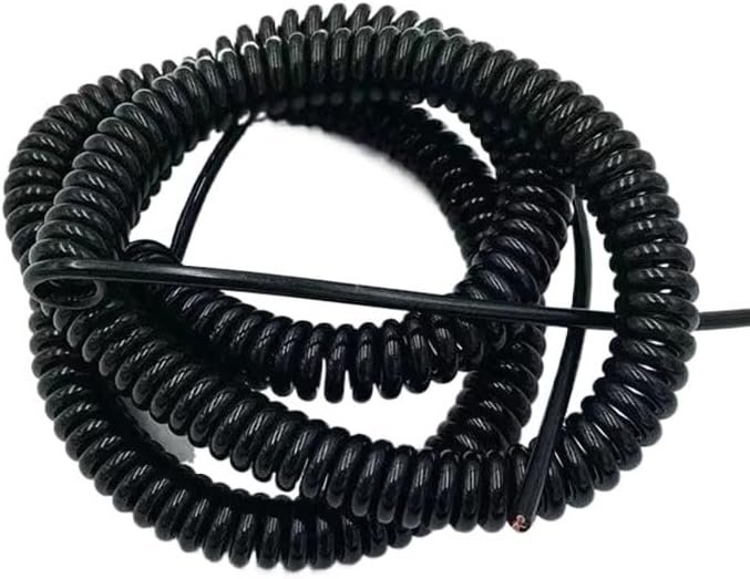 Retractable Spring Coiled Extension Cord ， 10 Core 26AWG Spiral Telescopic Wire Stretch 1 Meter to 12 Meters Black Shield Spring Cable Extension(Stretch 10 Meter)