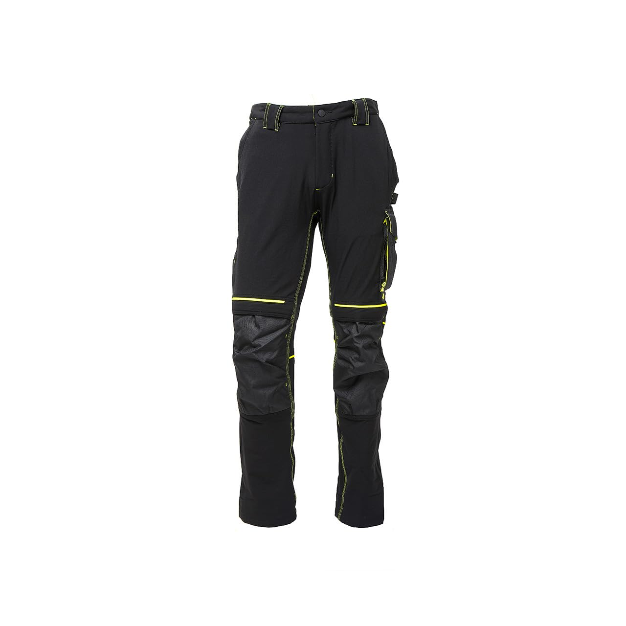 Pantalone U-Power Performance, Modello Atom, Slim Fit Elasticizzato, con Multi_tasche Frontali e Laterali, Tessuto Traspirante, Elastico in Vita, Cerniera di Chiusura (BLACK CARBON_4XL)