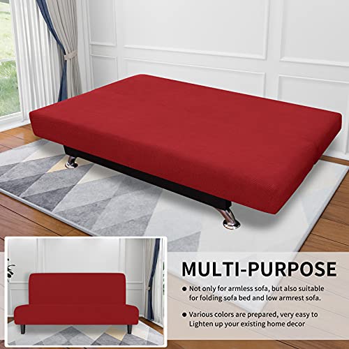 Image of Easy-Going Stretch Large Futon Slipcover Armless Futon Cover Christmas Red