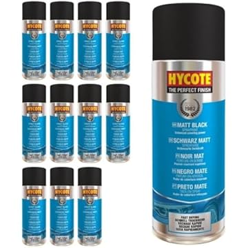 Hycote Matt Black Spray Paint, 400ml (Pack of 12)