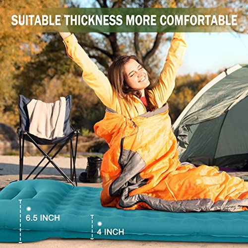 Nowtowin Sleeping Pad For Camping, 4 Inch Thick Comfort Inflatable Camping Mattress With Pillow And Built In Foot Pump, Portable Lightweight Self Inflating Sleeping Mat For Backpacking, Traveling #TOP1