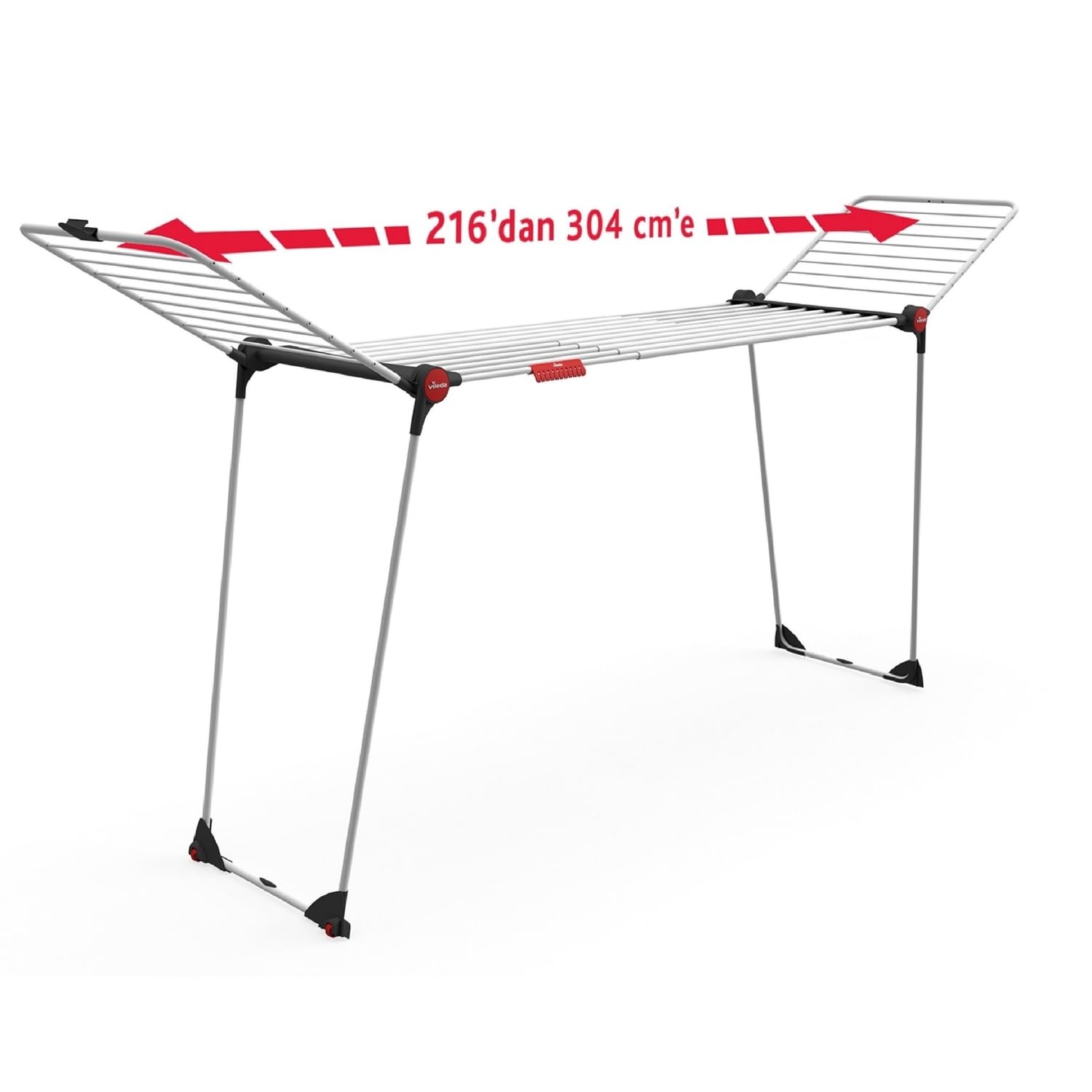 Vileda Infinity Flex 2 metre'ye kadar uzatılabilir, 30 metre kurutma alana sahip çamaşır kurutmalığı