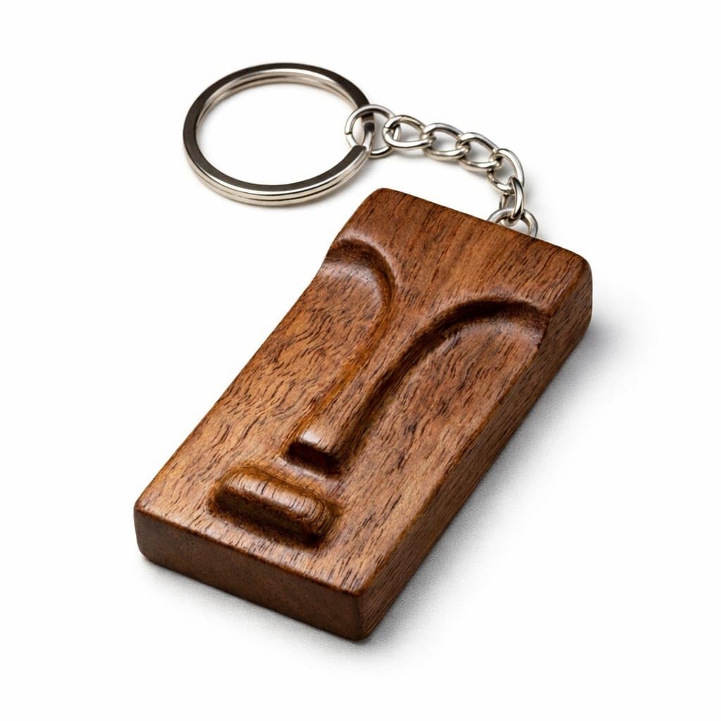 The Ukeri Tribal Face Wooden Keychain | Handcrafted Wood Key Ring | Rectangle Wooden Key Chain for Bike, Car & House Keys | Stylish Keychain for Boys & Women_45-image-25