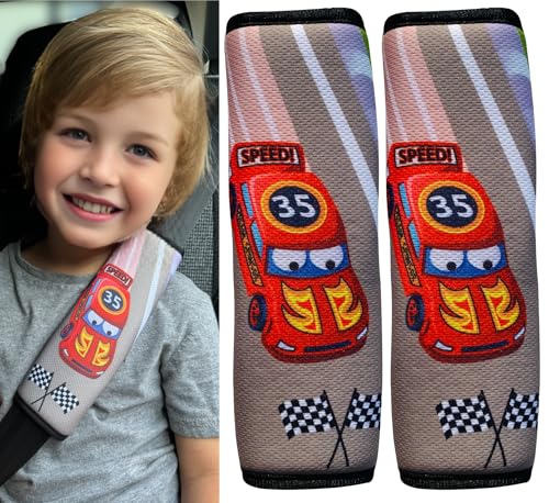 HECKBO 2x Protector para cinturón de seguridad   Coche de carreras   para niños   Protector para cinturón, almohadilla para el hombro para el cinturón de seguridad