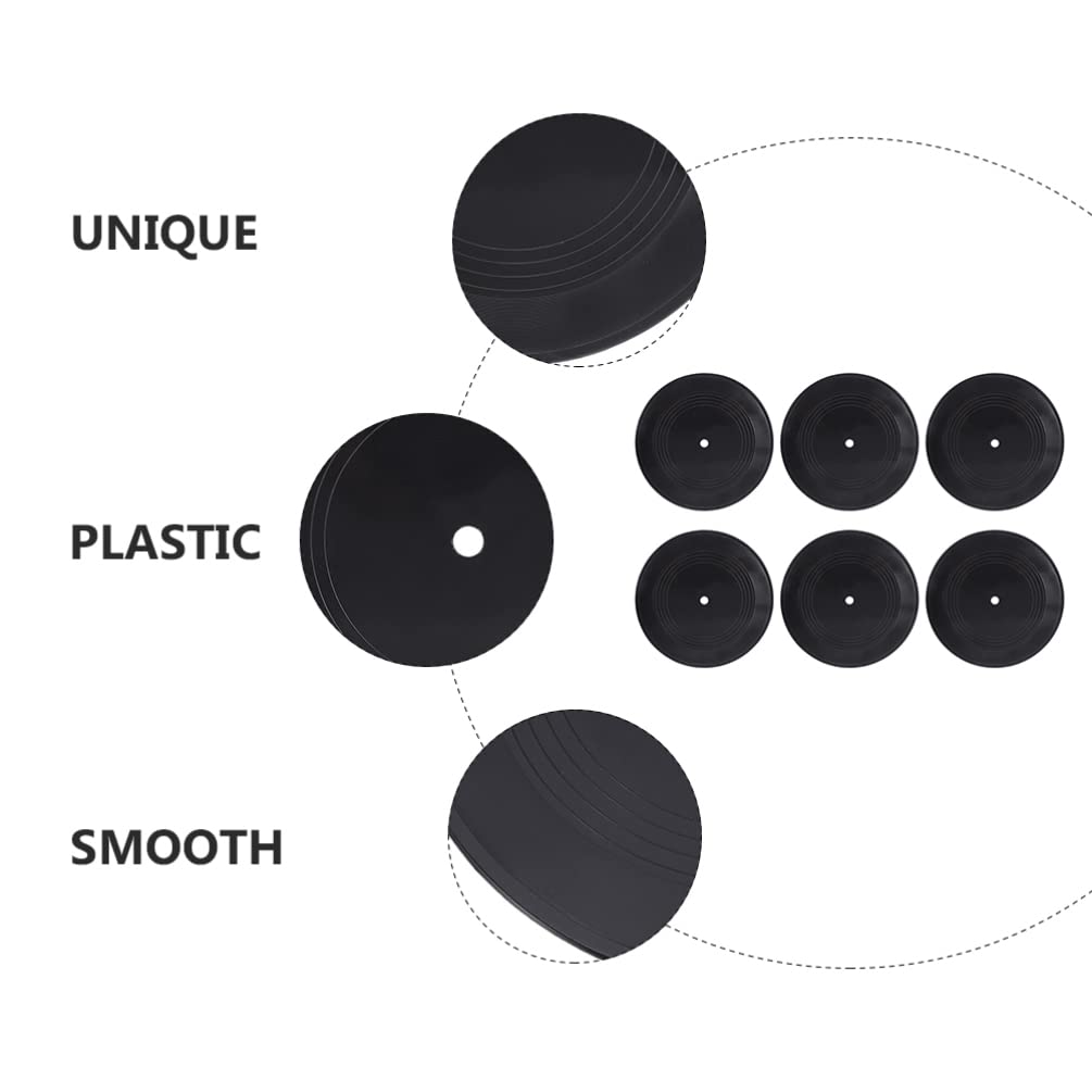 Lot De 6 Disques Vinyles Décoratifs Noirs - Décoration Murale Rétro Salon Musique - 10,5x10,5 Cm