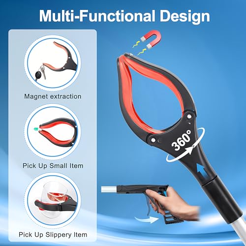 Image of Grabber Reacher Tool - 43 inch Extra Long Foldable Gripper and Reaching Tool - Heavy Duty Pick Up Stick Grabbers for Seniors, Trash, Surgery Recovery Must Haves Gifts (Red-43in)