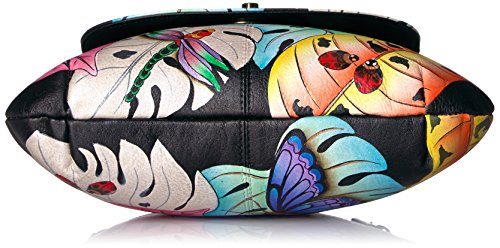 Anna by Anuschka womens Anna Anuschka, Handpainted Leather Medium Flap Body-lovely Leaves Cross Body Handbag, Lovely Leaves, One Size US4