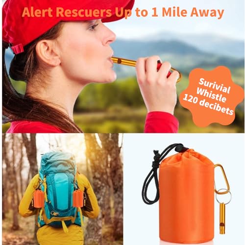 Bolsa de Dormir de Emergencia Impermeable con Silbato, Paquete de 2 Sacos Térmicos Bivy de Mylar para Supervivencia, Camping y Senderismo miniatura 3