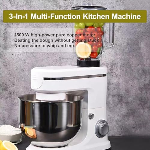 3-in-1 Multifunctional Stand Mixer Food Mixers 6-Speed Electric Stand Mixer with Dough Hook, Meat Grinder & Juicer - 6L Stainless Steel Bowl Included for Baking - Image 5
