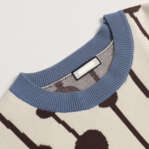 Womens Round Neck Pullover Sweaters Color Blocking Fall Casual Long Sleeve Knit Sweater Jumper Tops3