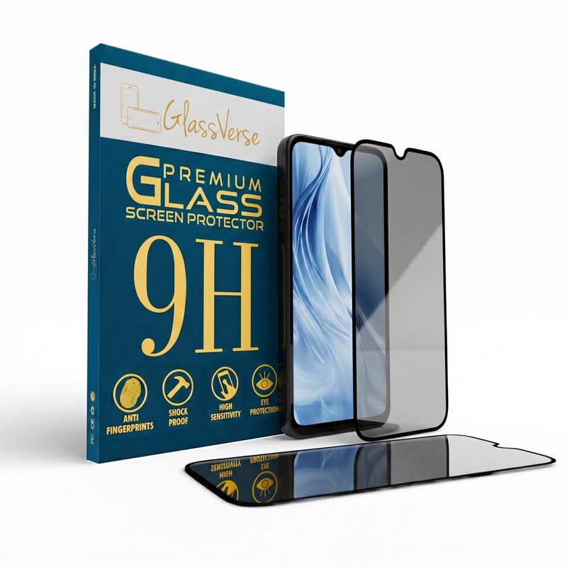 Image of GlassVerse Privacy Tempered Glass for Redmi 13C | Anti Spy Screen Protector, 9H Hardness, Edge to Edge, Case Friendly, Hassle-less Installation Kit Included. (Pack of 2)