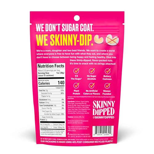 Image of SkinnyDipped Birthday Cake Cashews, Healthy Snack, Plant Protein, Gluten Free, 3.5 oz Resealable Bags, Pack of 5