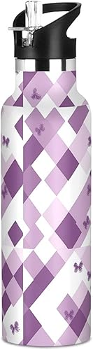 Miniatura 16 de Hyacinths - Botella de agua de metal para niños con tapa de boquilla a prueba de fugas, aislamiento al vacío de doble pared ligera para viajes,