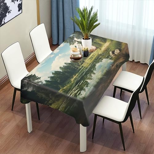 Dunmat Tranquil Forest Landscape Tablecloth Table Covers Green Plants Rustic