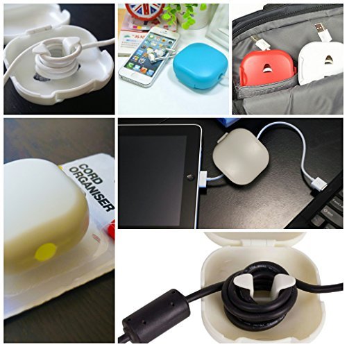 Cord Storage Holder Tangle-Free - Cable Shortener - Cord Winder USB, Earbud Cord Organizer Headset Headphones, Cord Keeper for Power Cords, Earphone Wrap Carrying Pouch Case, Storage Box, Cable Turtle