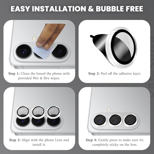 Image of FIRST MART Silver Camera Ring Guard Protector for Samsung Galaxy S26 Plus | Tempered Glass with Metal Alloy Rings, HD Clear, Scratch Resistant, Case-Friendly | Pack of 1