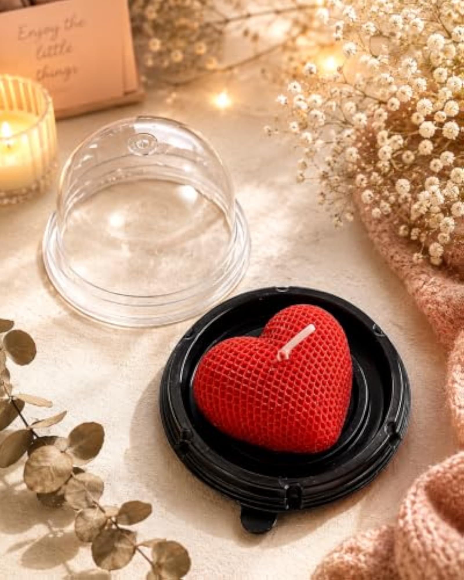 3D Small Heart Shape Scented Candle, 1 Piece
