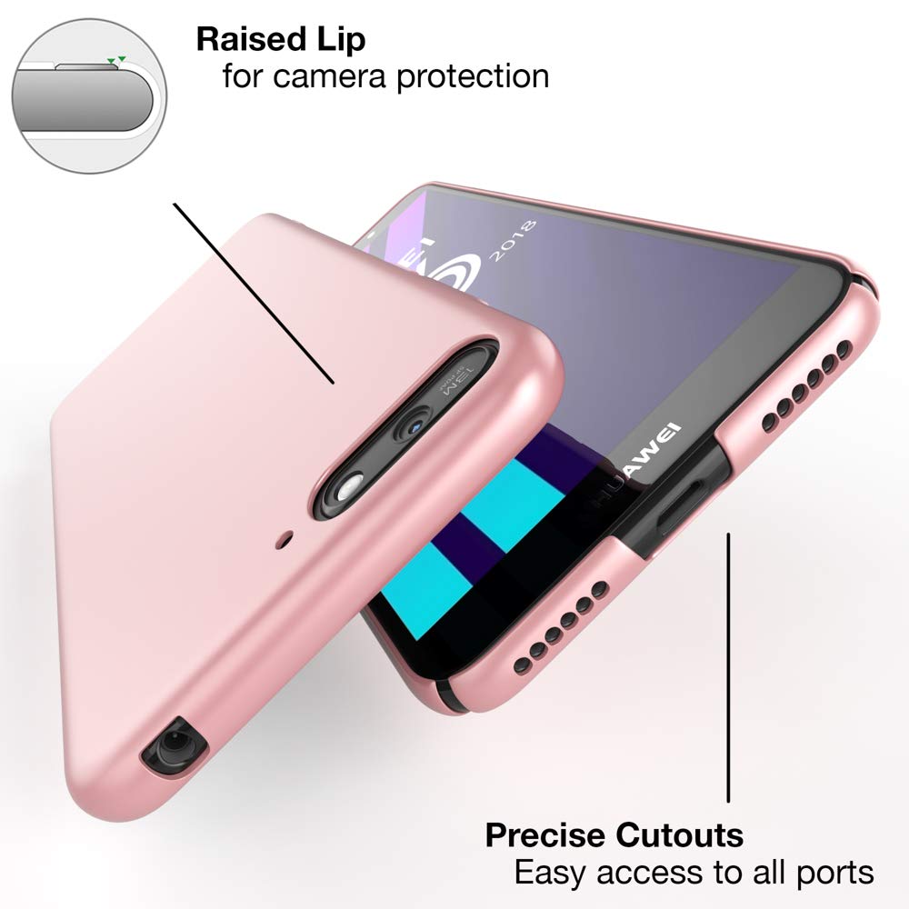 NALIA Cover Per Huawei Y6 (2018) – Custodia Rigida Sottile Con Effetto Metallo, Protezione Antiurto E Design Elegante (Rosa Gold/Oro)