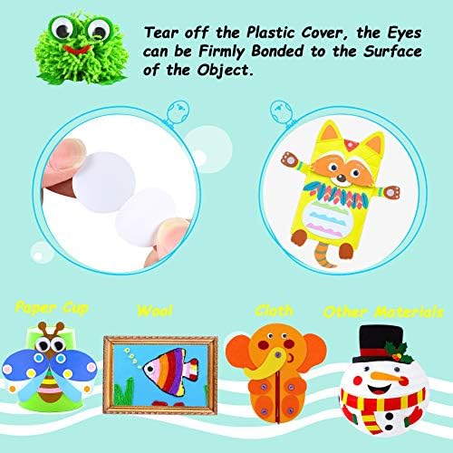 200 Pieces Wiggle Eyes, FEBSNOW Googly Eyes Self Adhesive Black White Plastic Googly Eyes Mixed Assorted Sizes Sticker Eyes for DIY Crafts Decoration(6mm -12mm) - 2
