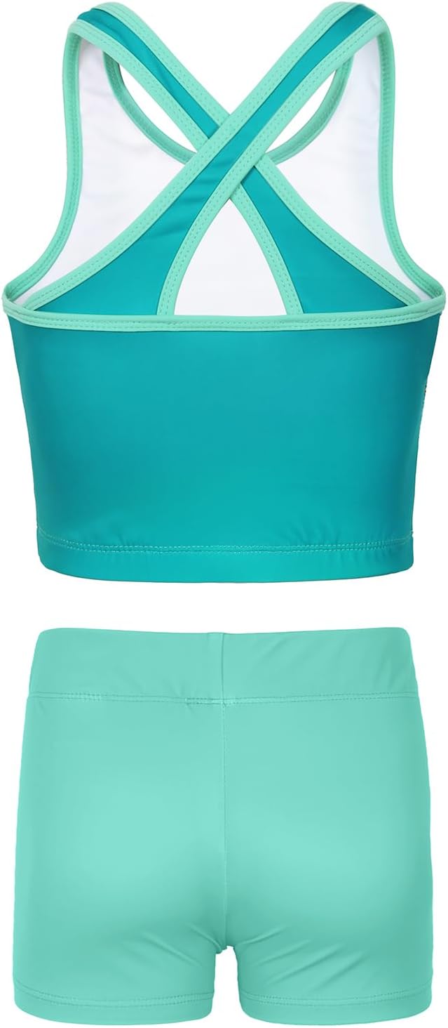 Gymnastics Leotards for Girls with shorts Tumbling Dance Cross Back Unitards Activewear - Image 2