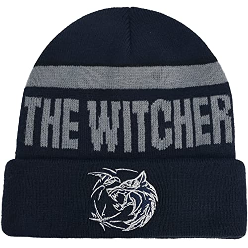 Netflix The Witcher Knitted Cuff Beanie Hat with Silver Logo Black One Size