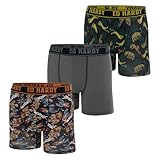 ED HARDY 3-Pack Boys Boxer Briefs Multipack Performance Underwear, Breathable Stretch Fabric, Tattoo Skull Graphic Designs