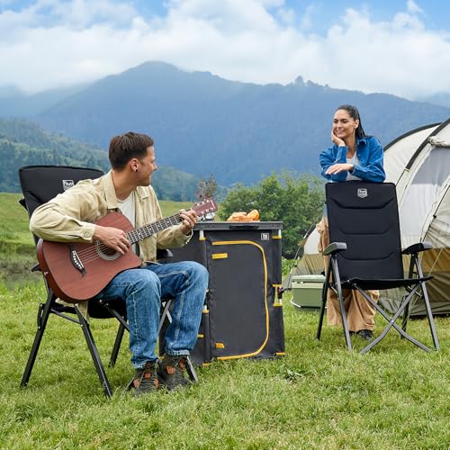 TIMBER RIDGE Campingstuhl Faltbar Hohe Lehne mit 4 Positionen verstellbar bis 150kg Klappstuhl Camping Gepolstert Faltstuhl Liegestuhl mit Tasche für Garten Balkon Wohnmobil 2