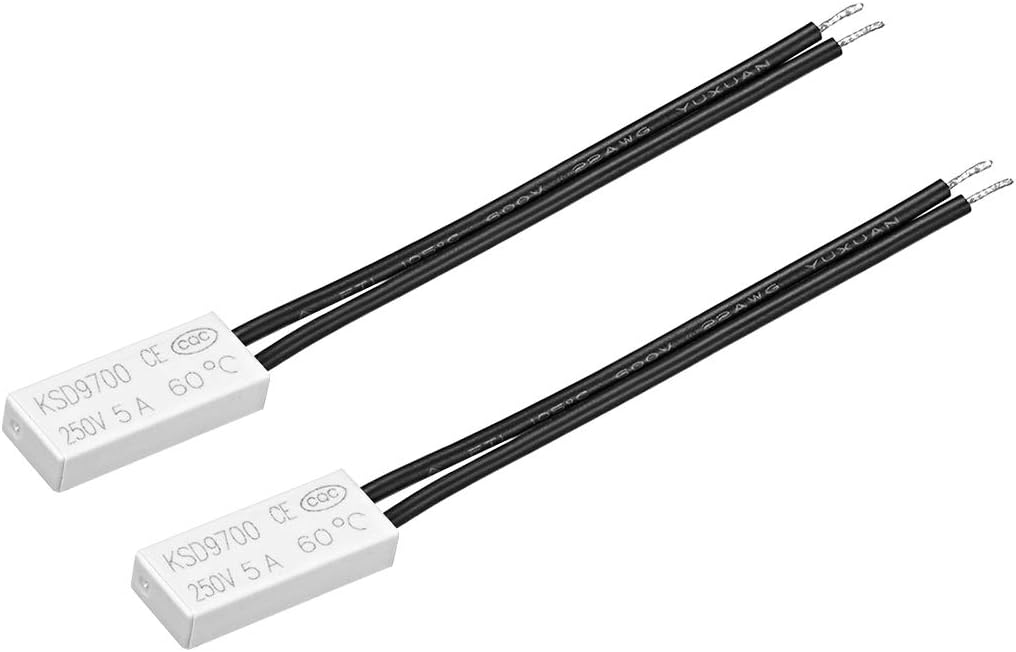 uxcell Normally Close Temperature Switch, 60℃ N.C 5A Thermal Switch Thermostat Temperature Control Switch Controller 2pcs