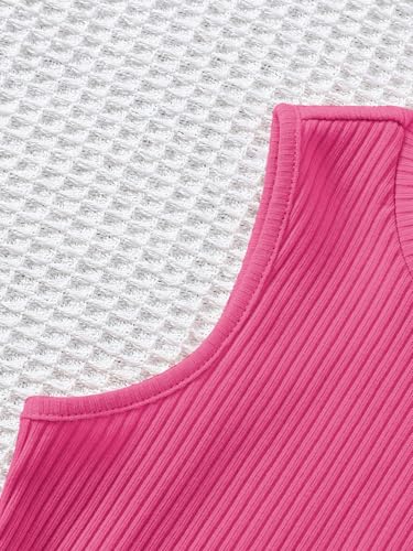Image of OYOANGLE Toddler Girl's 4 Pack Ribbed Knit Crop Tank Tops Set One Shoulder Summer Camisole