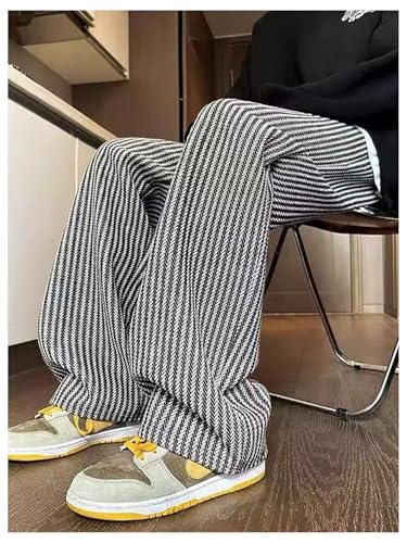 Men's Striped Wide Leg Pants Streetwear Hip Hop Drawstring Baggy Casual Track Pants2