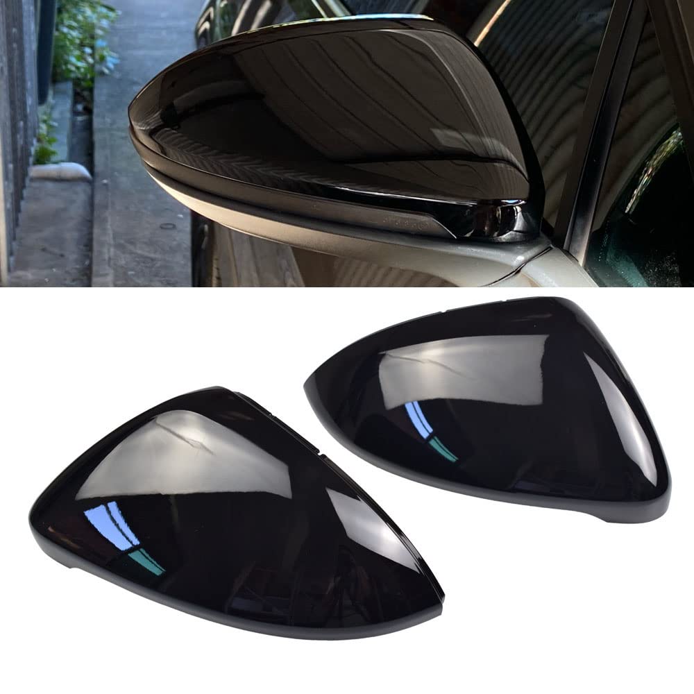 Couvre-rétroviseurs latéraux de remplacement pour VW Golf 7 MK7 MK7.5 GTI R GTE GTD pour Touran L 2016-2019 (Noir brillant)