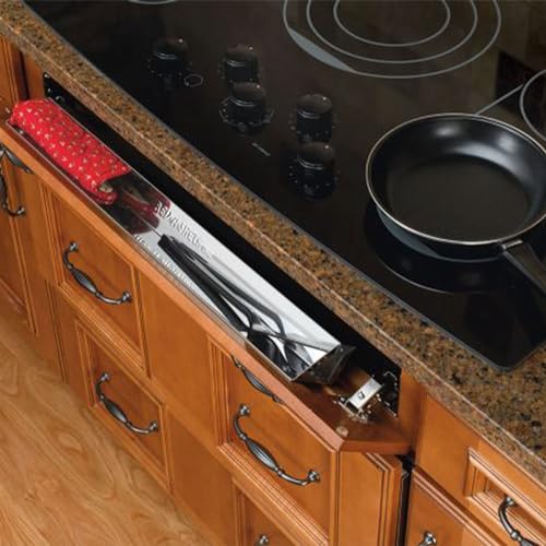 Image of Rev-A-Shelf 22 inch Tip Out Tray with Soft Close for Sink Base Cabinets, Storage Organizer for Kitchen, Laundry Room, or Vanity Cabinets, 6581-22SS-SC-1