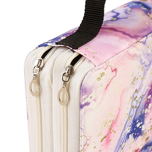 Image of Marker Pen Organizer Case 68 Slots Large Capacity with Handy Wrap Portable Multilayer Holder for Prismacolor Watercolor Pencils & Gel Pen Markers(Rose Black) | Portable Multilayer Holder for Watercolor Pencils & Gel Pen Markers for Artists, Sketching, Drawing
