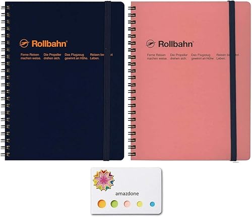 Delfonics Roruban Pocket Memo A5 Azul Oscuro y Rosa Bebé (500056-428,500056-561) Juego de 2 y notas adhesivas amazdone