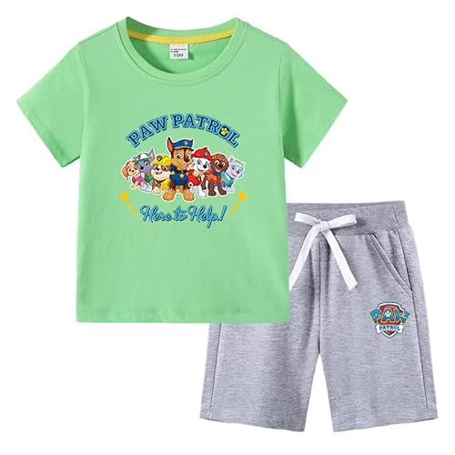 OUHUAN パウパトロール Paw Patrol キッズ ベビー パジャマ 子供服 夏服 半袖Tシャツ ショートパンツ 上下セット 赤ちゃん 服 ベビー服 男の子 女の子 綿 無地 丸首 トップス カジュアル ルームウェア コスチューム 浴衣 寝巻き 薄