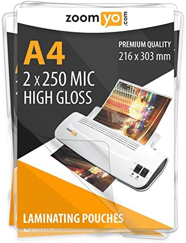 Zoomyo A4 Laminating pouches 250 Micron (2x125 Mic) High Gloss - 100 per pack
