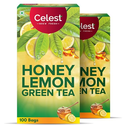 Image of Celest Green Tea Honey Lemon, 100 Bags (Pack of 2) | Green Tea Bags | Honey Lemon