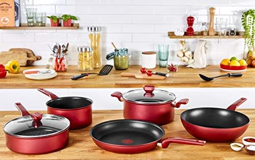 Tefal Daily Chef G2733802 Crepe Pan, Red, 25 cm, Durable, Resilient, Easy to Clean, Non-Stick Coating, Thermo-Signal, Healthy Kitchen, Made in France, Induction